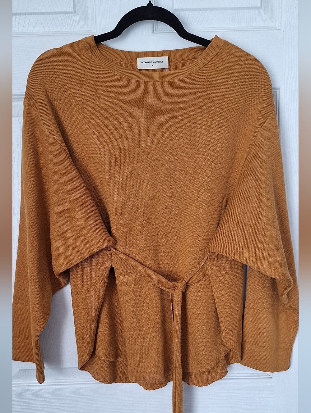 Goodnight Macaroon Mustard Tie Waist Dolman Sleeve Sweater Size M